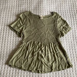 Smocked romantic short sleeve top